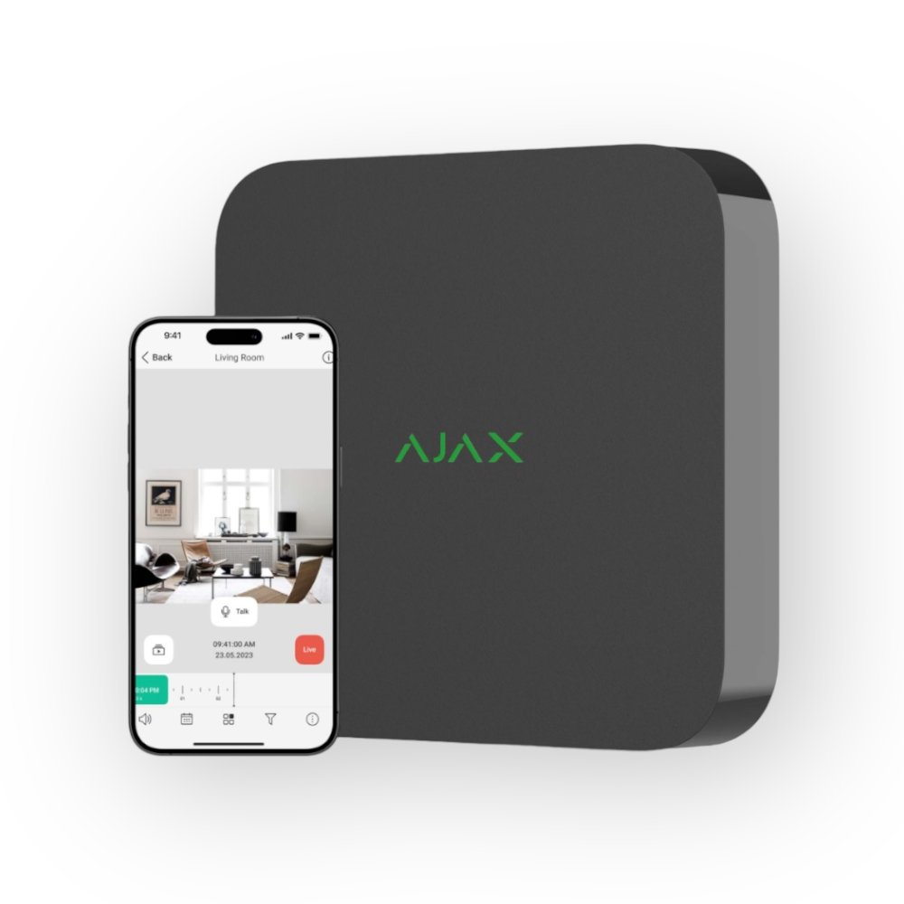 AJAX NVR 16 kanalen IP 4K recorder zwart