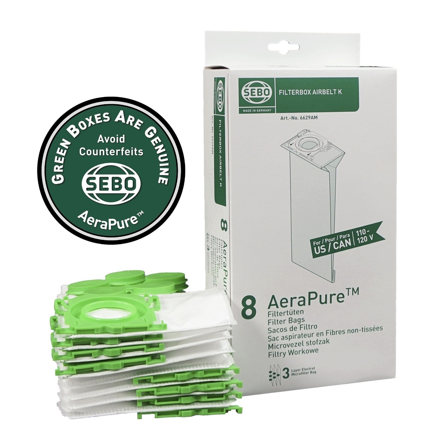 Sebo Filterbox Airbelt K Bags - 8 bags