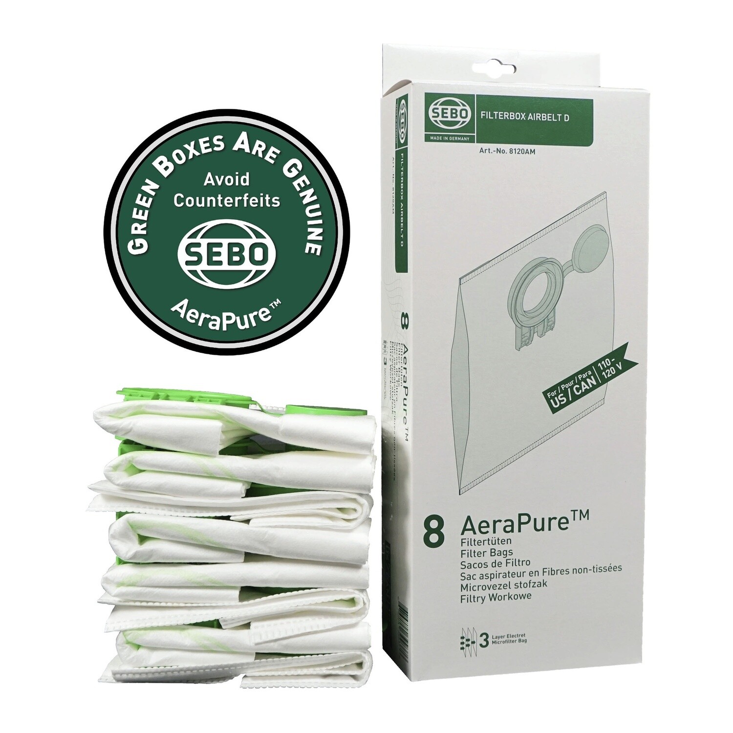 Sebo Filterbox Airbelt D Bags - 8 bags