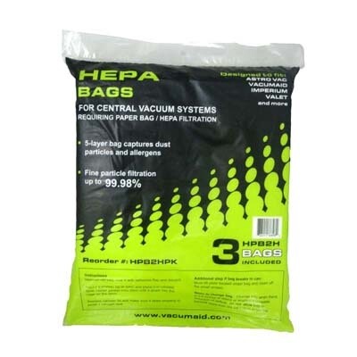 Central Vac Bags for Astro Vac, Vacumaid, Imperium, Valet &amp; More - 3pk