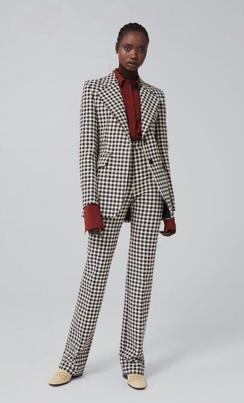 Houndstooth Checkered Pants Suit