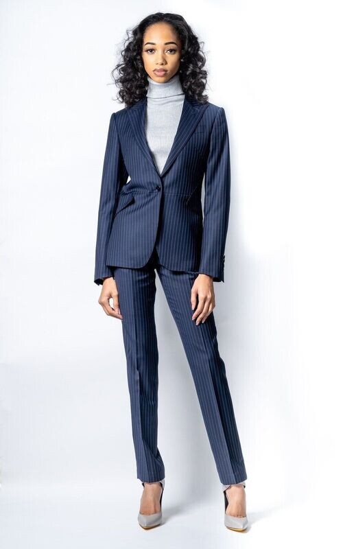 Single Breast Peak Lapel Pinstripe