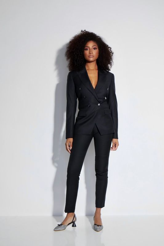 Single Breast Asymmetrical Cut Peak Lapel Pants Suit