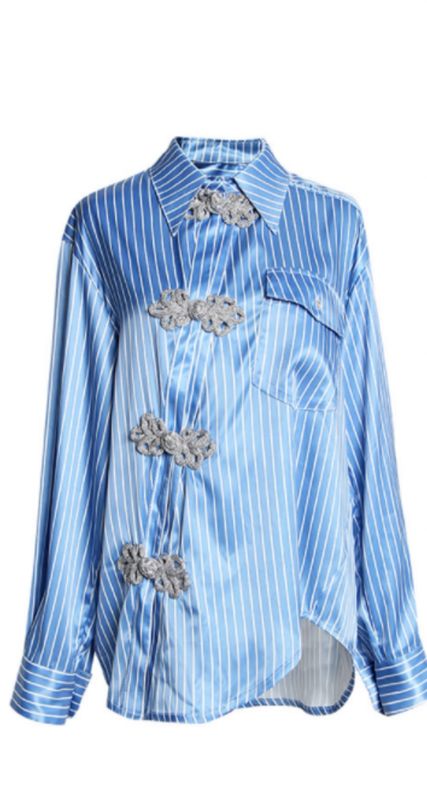 Silk Blue and White Stripe blouse