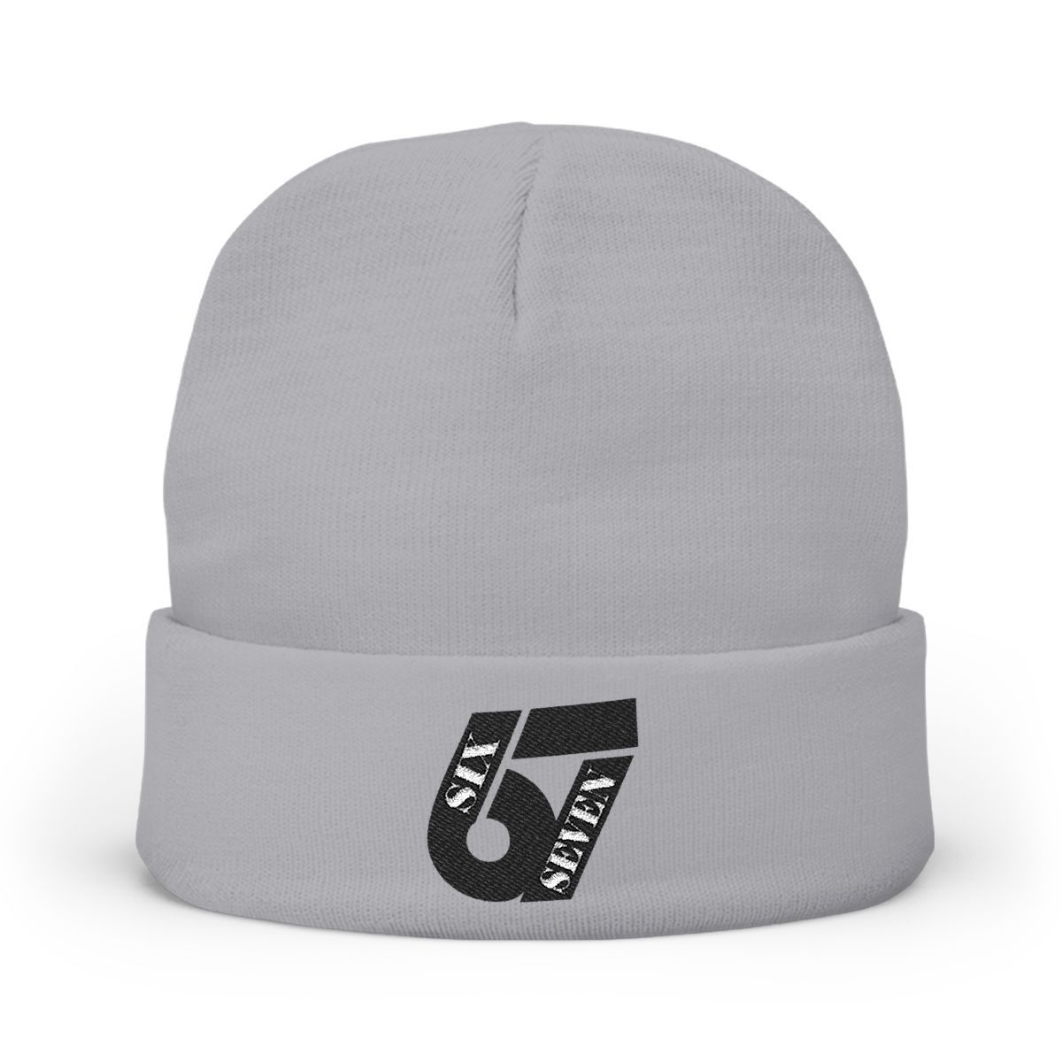 Six Seven Knit Beanie Black Embroidery