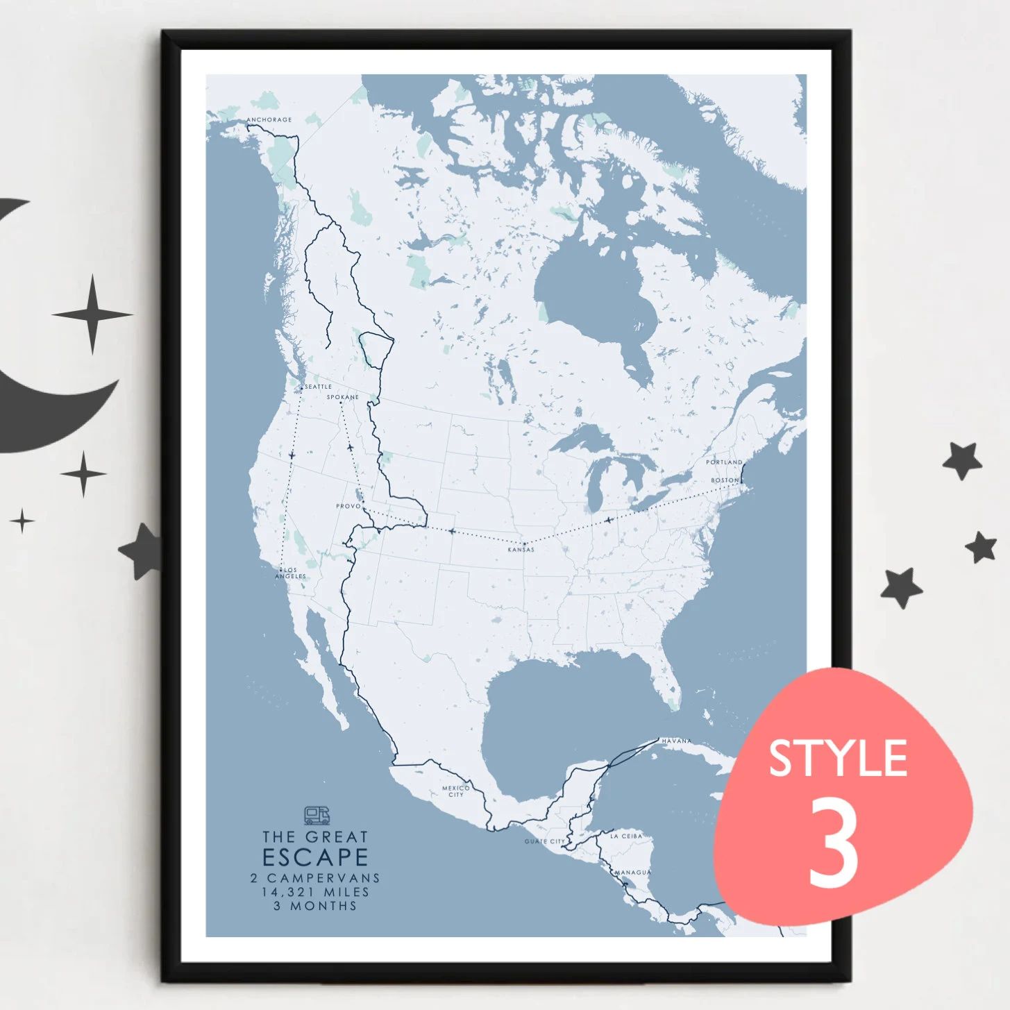 Personalized Expedition Map | Custom Road Trip, Sailing &amp; Flight Journey | DIY Travel Gift | Digital Download