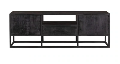 Tv meubel Denver Black 145 cm | Mangohout en staal