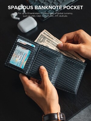 Credit Card Holder RFID Blocking Bifold Wallet Men&#39;s Wallet with Coin Compartment and Banknote Compartment