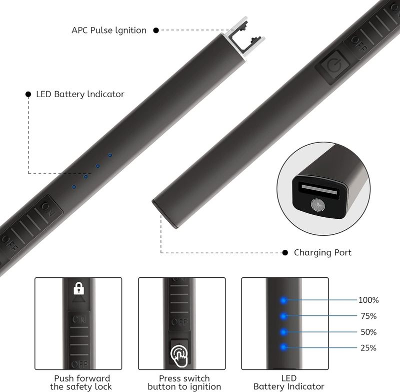 Briquet électrique rechargeable USB-C