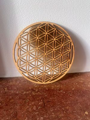 Sous-verre en bois motif : &quot;Fleur de vie&quot;