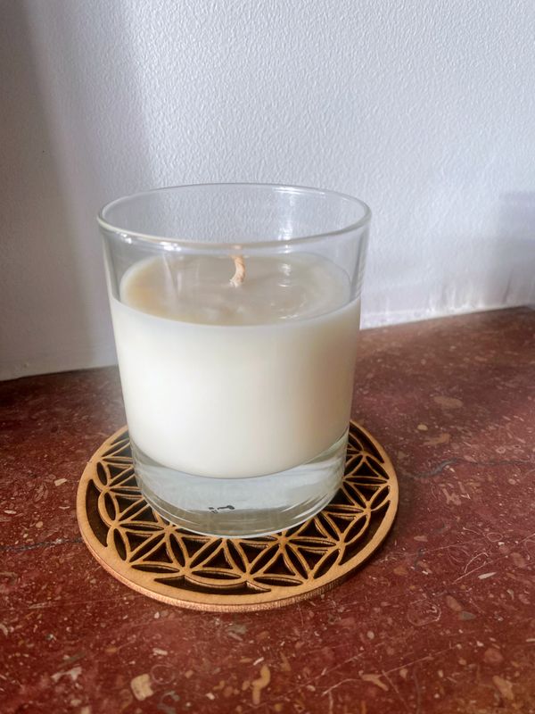 Sous-verre en bois motif : "Fleur de vie"