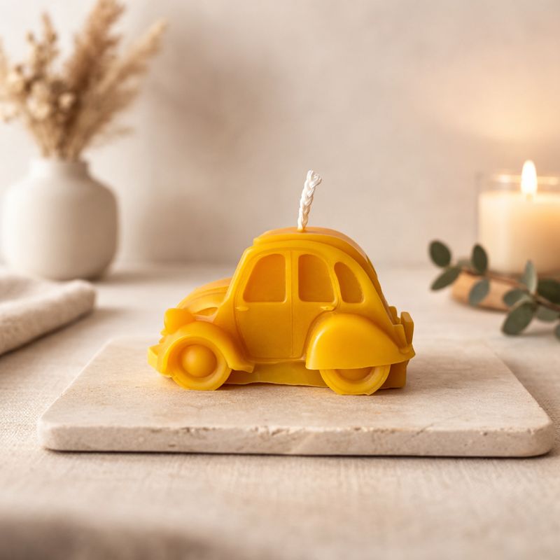 Bougie moulée "2cv" 100% cire d'abeille