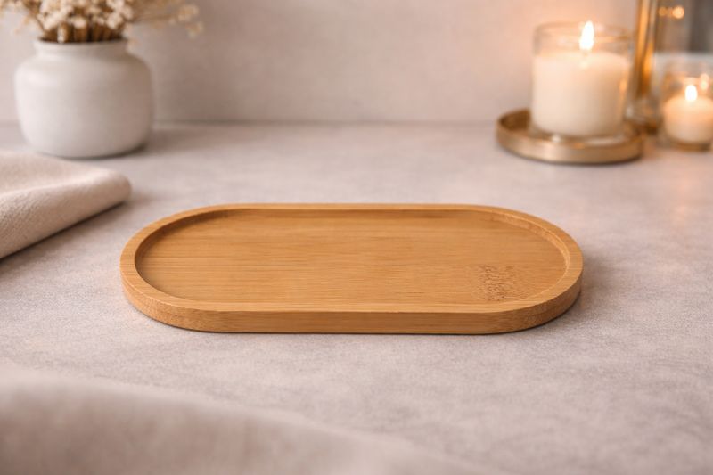 Plateau en bambou pour 2 bougies