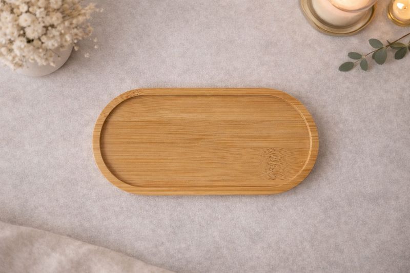 Plateau en bambou pour 2 bougies