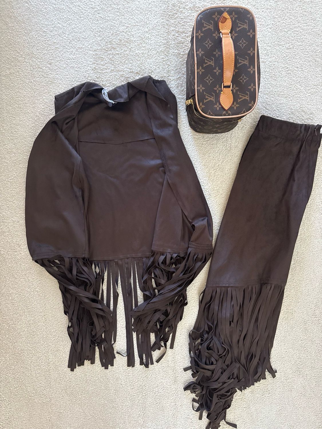 set in camoscio gilet -gonna