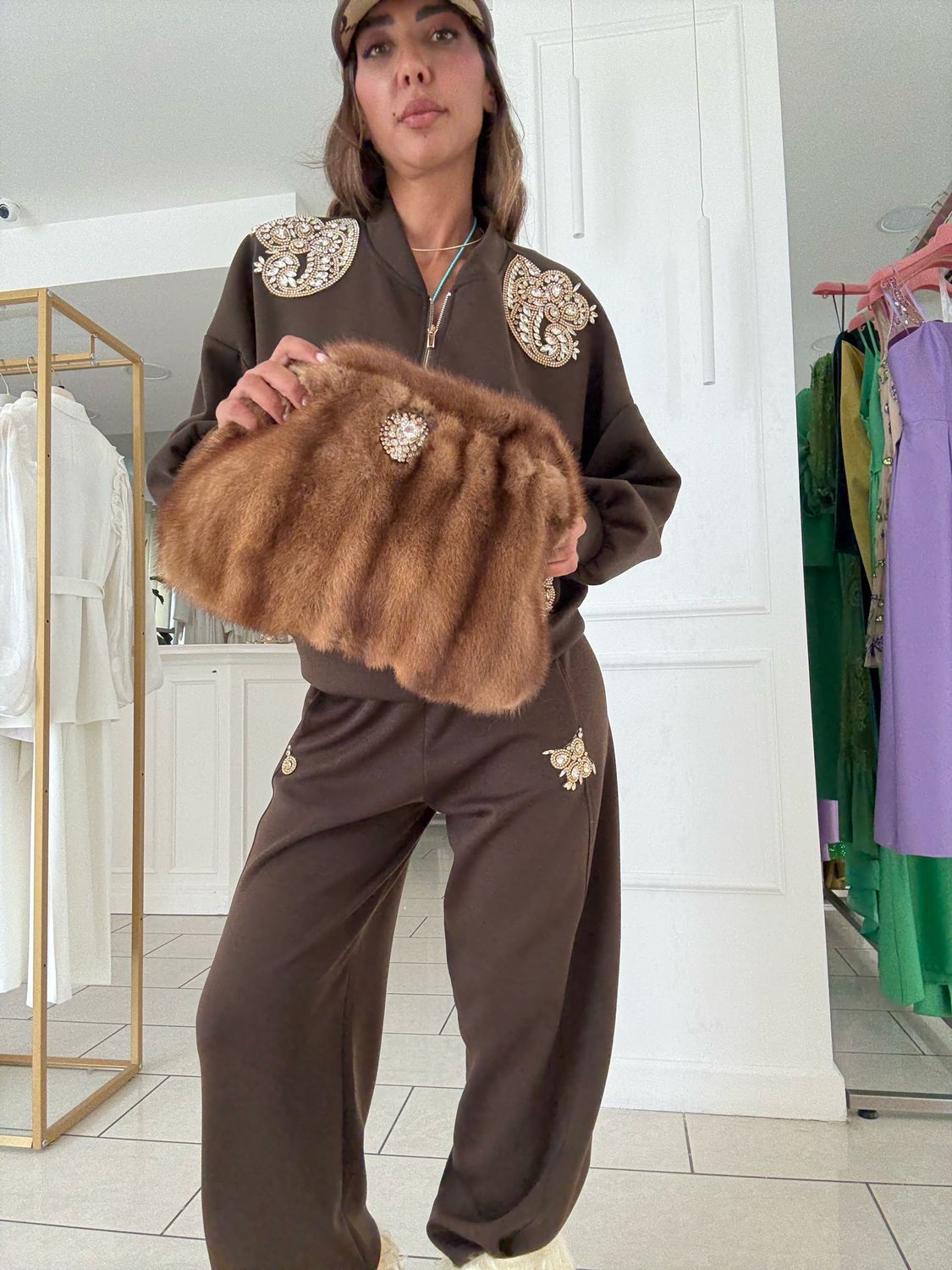 borsa in visone - miele