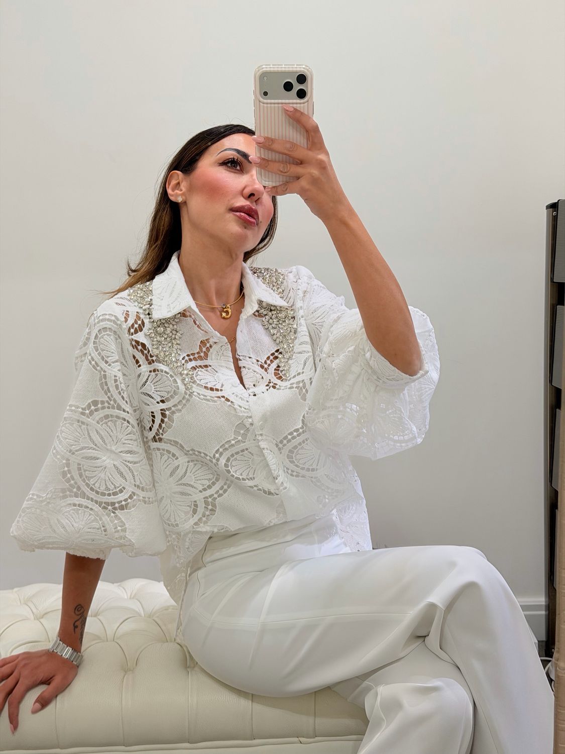 Camicia in pizzo macrame’