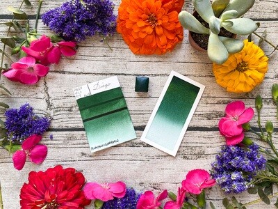 DIEGO - Aquarelle verte artisanale fabriquée à la main à Paris