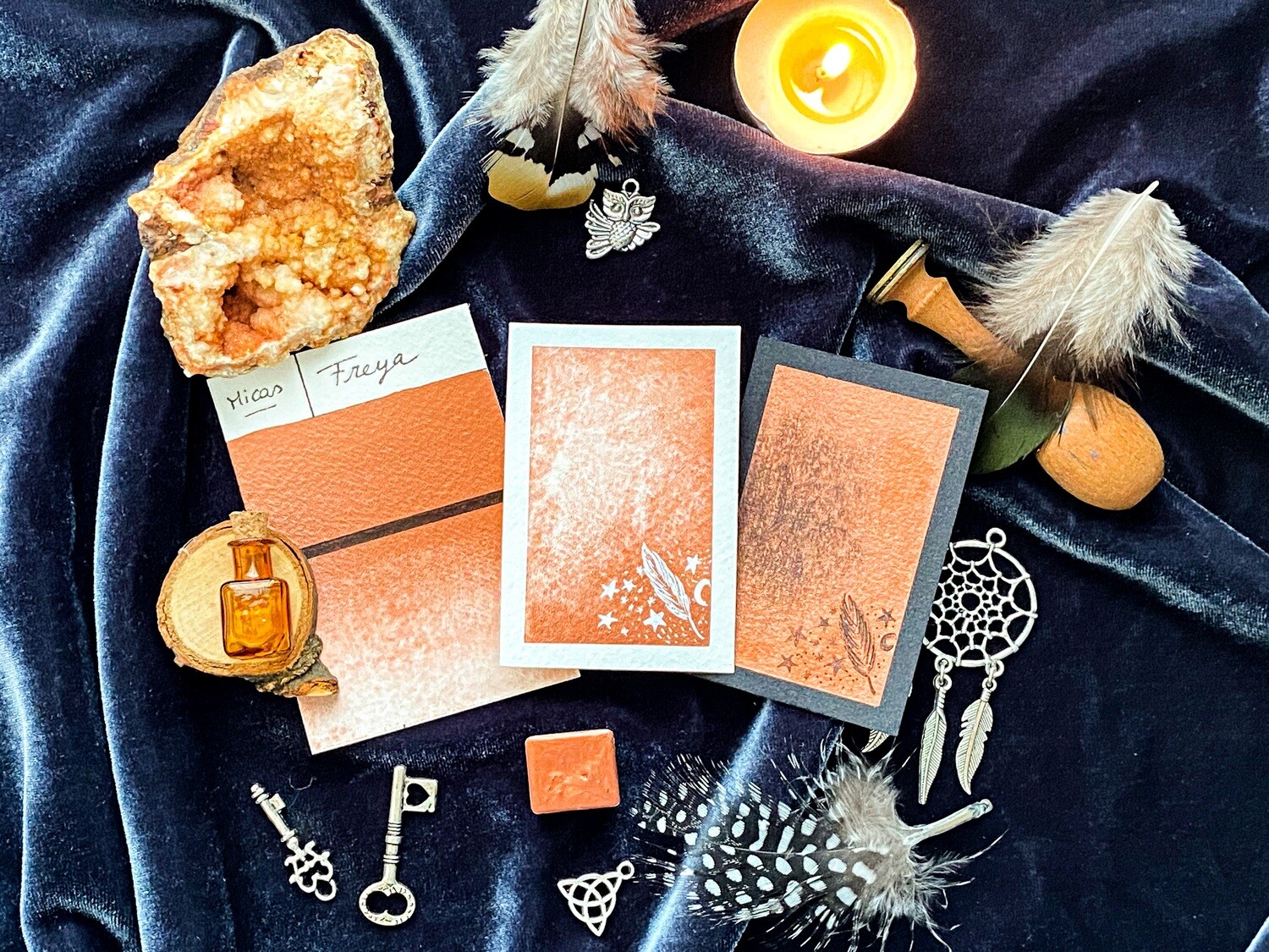 FREYA  - aquarelle cuivrée artisanale fabriquée à la main à Paris