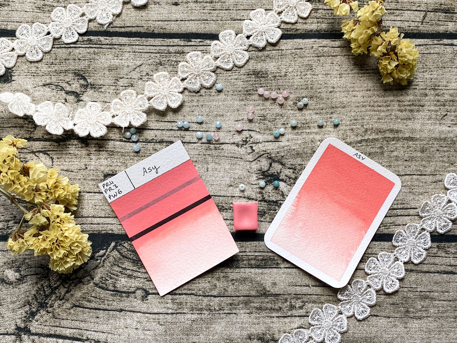 ASY - Aquarelle Corail Pastel artisanale fabriquée à la main à Paris