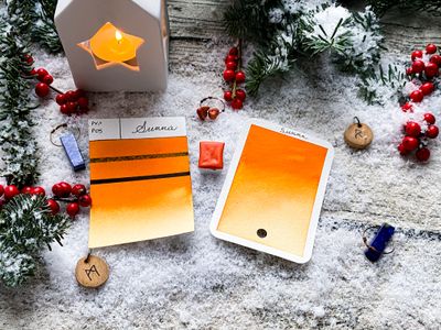 SUNNA  - aquarelle orange artisanale fabriquée à la main à Paris