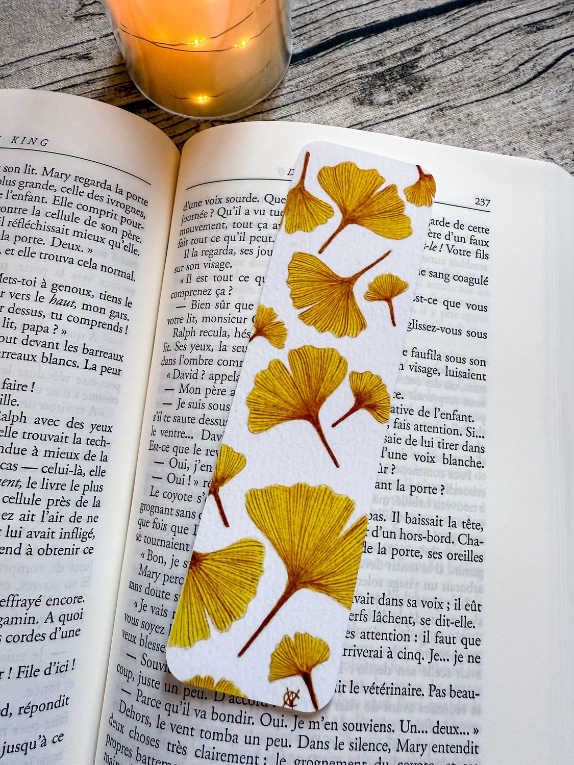 MARQUE PAGE GINKO ORANGE AQUARELLE