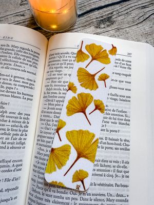MARQUE PAGE GINKO ORANGE AQUARELLE