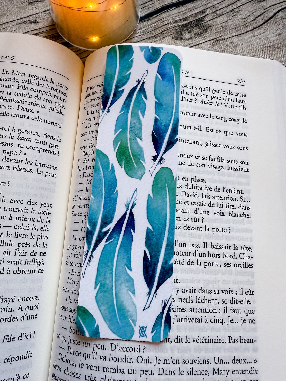 MARQUE PAGE PLUMES TURQUOISES