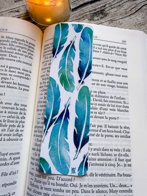 MARQUE PAGE PLUMES TURQUOISES