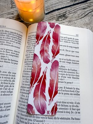 MARQUE PAGE PLUMES CORAIL