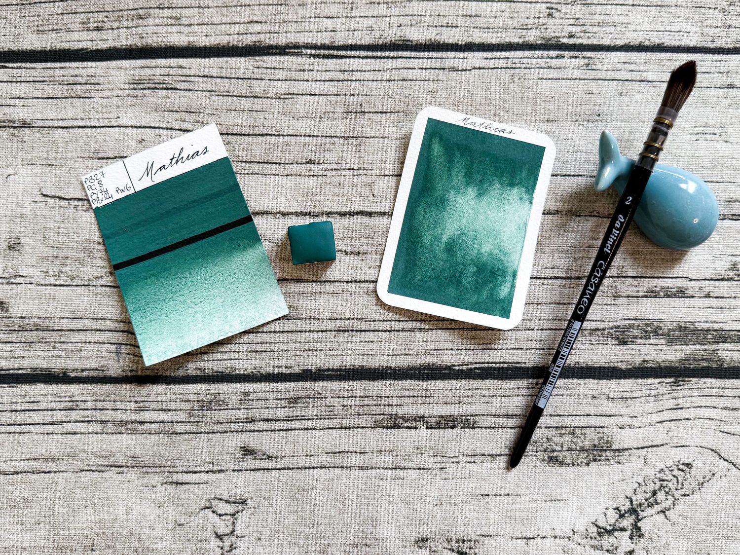 MATHIAS : Aquarelle Verte artisanale fabriquée à la main à Paris