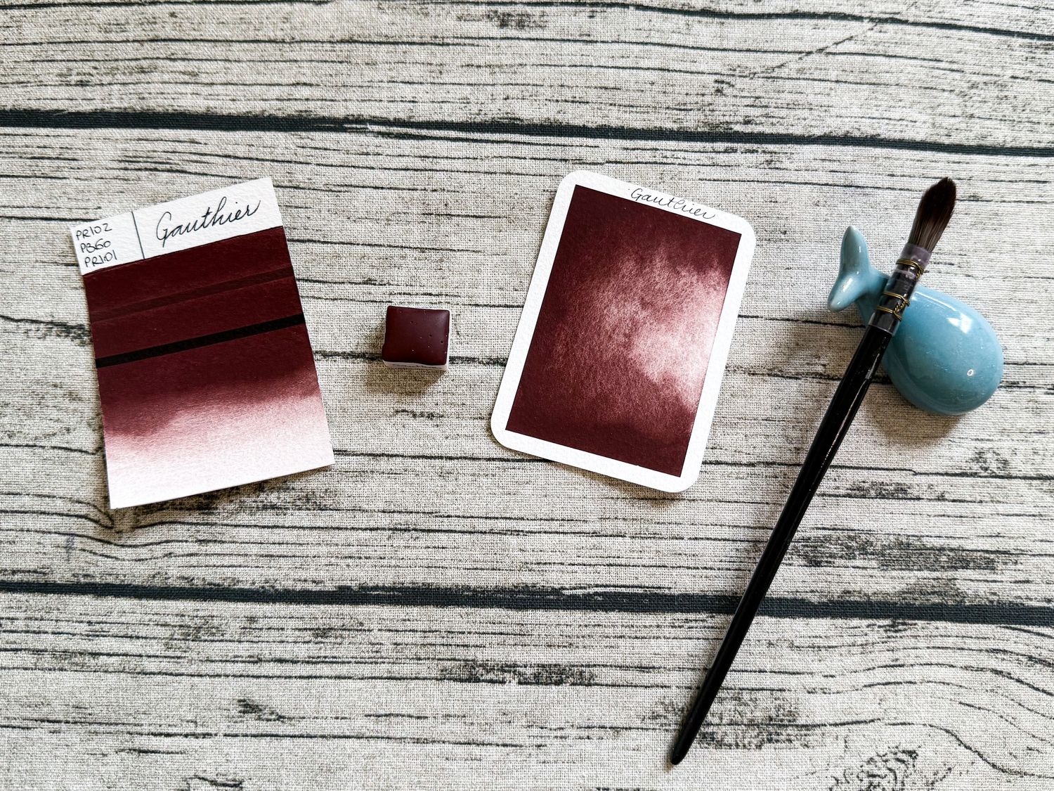 GAUTHIER : Aquarelle marron foncé artisanale fabriquée à la main à Paris