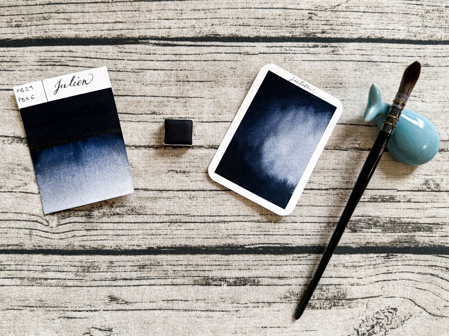 JULIEN : Aquarelle Gris de Payne artisanale fabriquée à la main à Paris