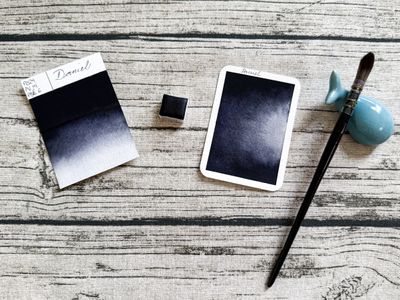 DANIEL : Aquarelle Gris de Payne artisanale fabriquée à la main à Paris