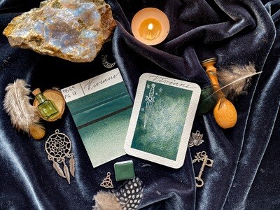 VIVIANE - aquarelle vert foncé artisanale fabriquée à la main à Paris