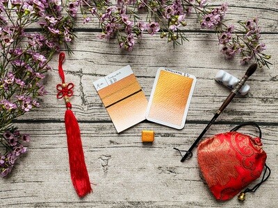 YONGWANG - 용왕 - Aquarelle orange irisée artisanale fabriquée à la main à Paris