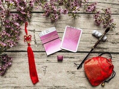 PATJWI - 팥쥐 - Aquarelle rose irisée artisanale fabriquée à la main à Paris