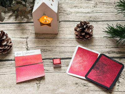 IDUNN  - aquarelle rouge irisée artisanale fabriquée à la main à Paris