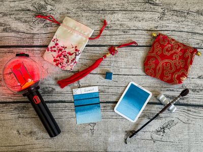 GYEOUL - Aquarelle Bleu Gris artisanale fabriquée à la main à Paris