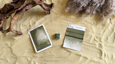 TAMARIS - aquarelle vert celadon artisanale fabriquée à la main à Paris