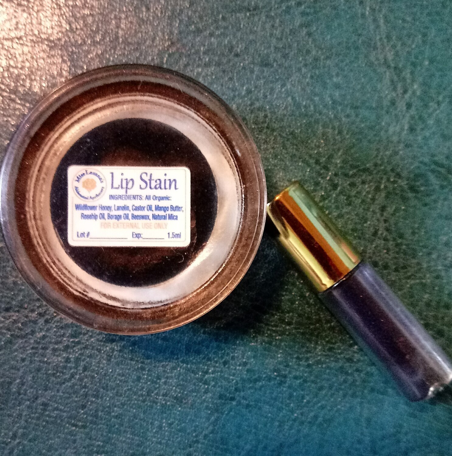 Organic Lip Stain - a sheer gloss with high-color mica tube- CHARCOAL BLACK