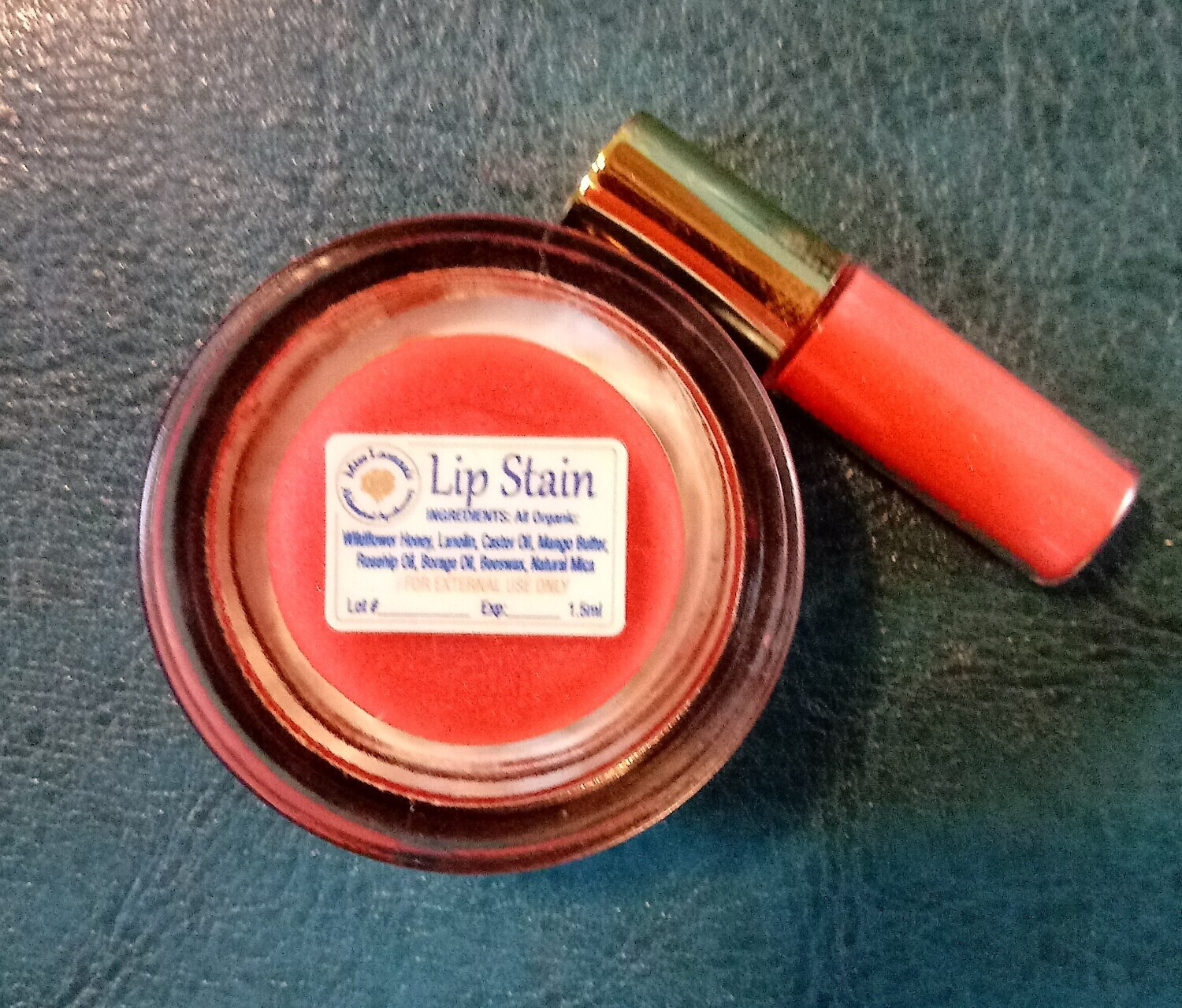 Organic Lip Stain- a sheer gloss with a high-color mica tube- MAGIC RED