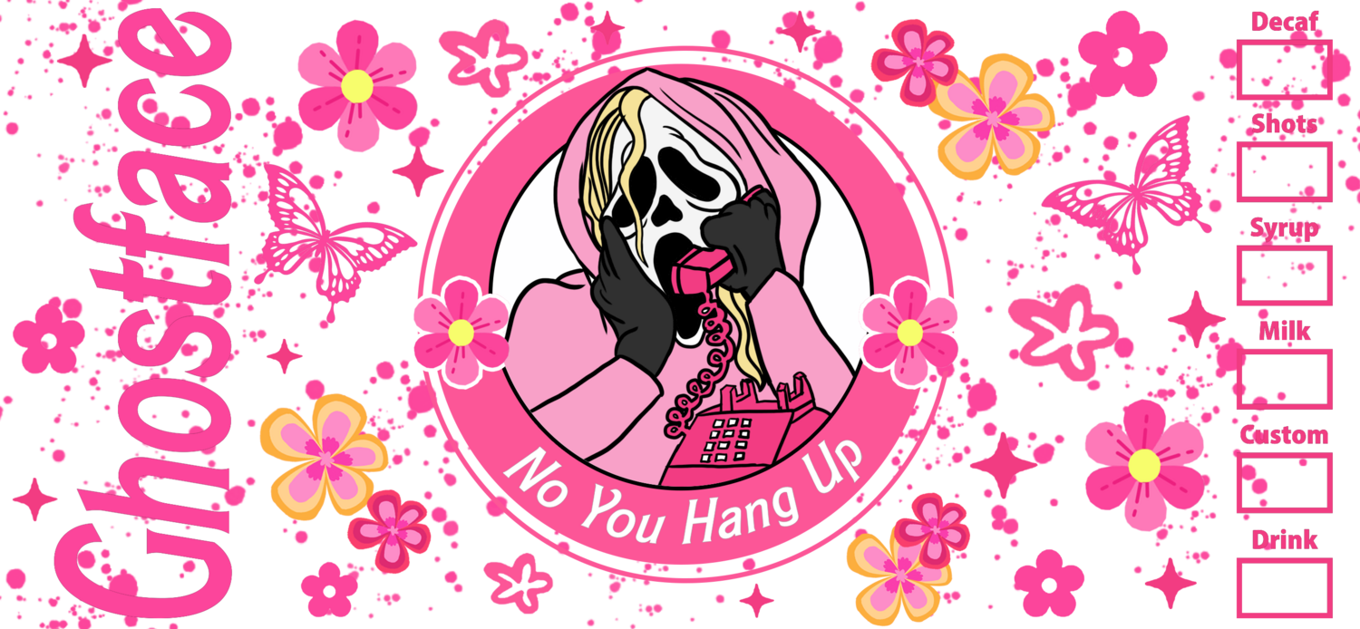 #502 Uv DTF pink ghost face