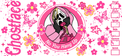 #502 Uv DTF pink ghost face