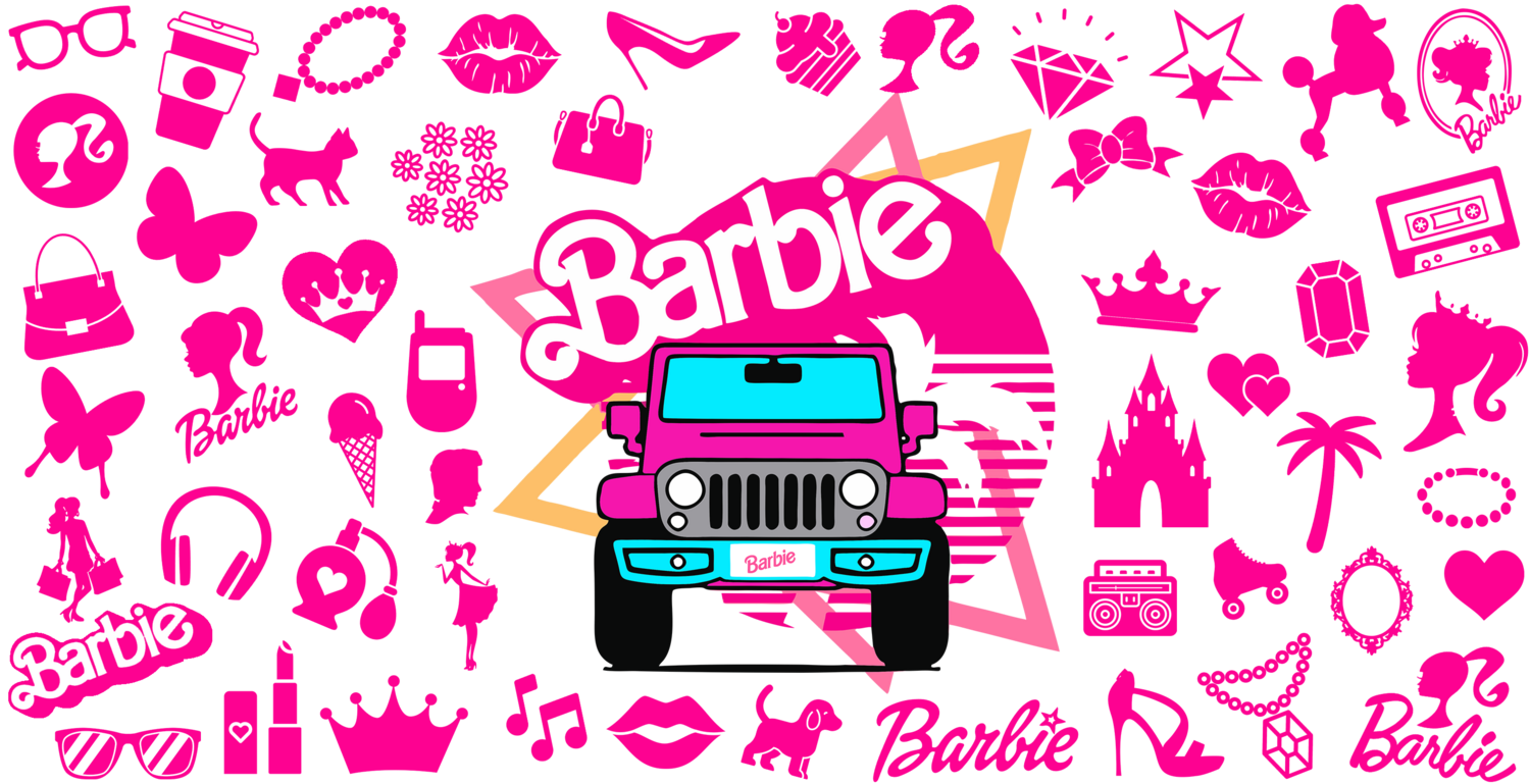 #505 UV dtf pink jeep
