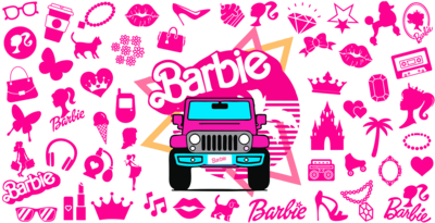 #505 UV dtf pink jeep