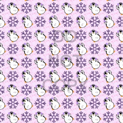 #226 Purple Snowflakes and penguin
