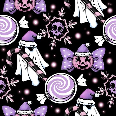 #279 Ghost Candy cane Purple &amp; Black
