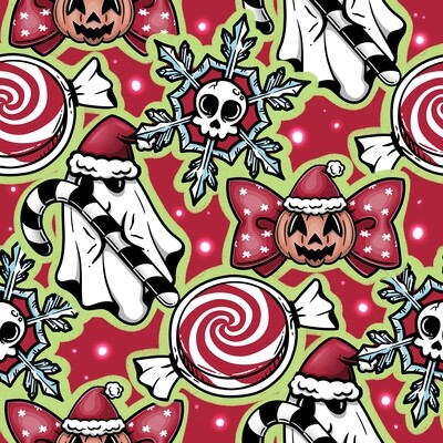 #277 Candy cane Ghost red