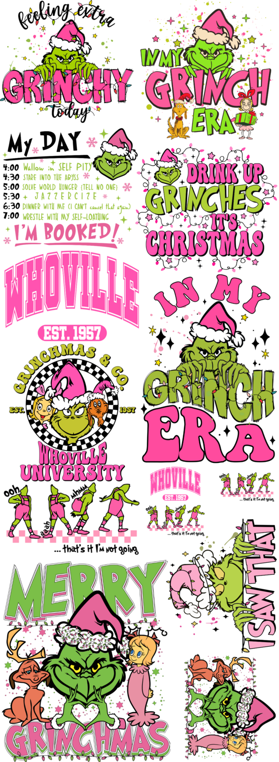 #14 Gangsheet  Pink Green guy (adult Size &amp; Larger back prints )
